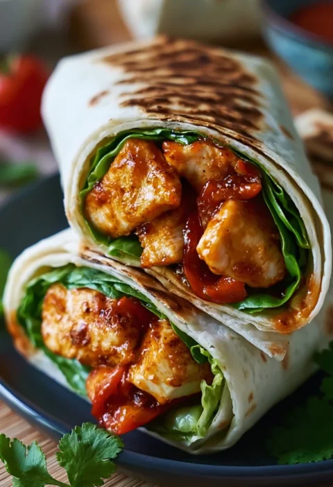 quick and easy sweet chili chicken wraps