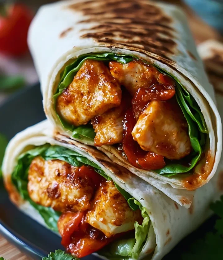 quick and easy sweet chili chicken wraps