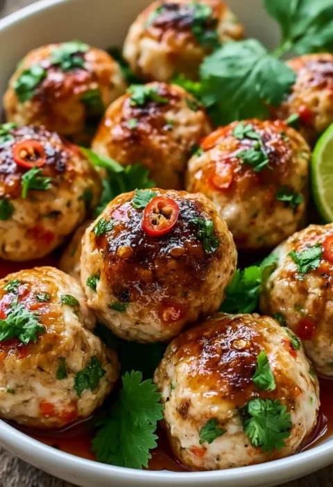 Savory Thai Baked Chicken Meatballs