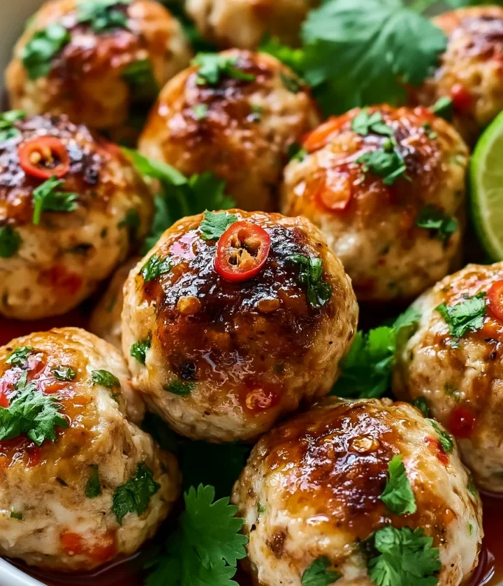 Savory Thai Baked Chicken Meatballs