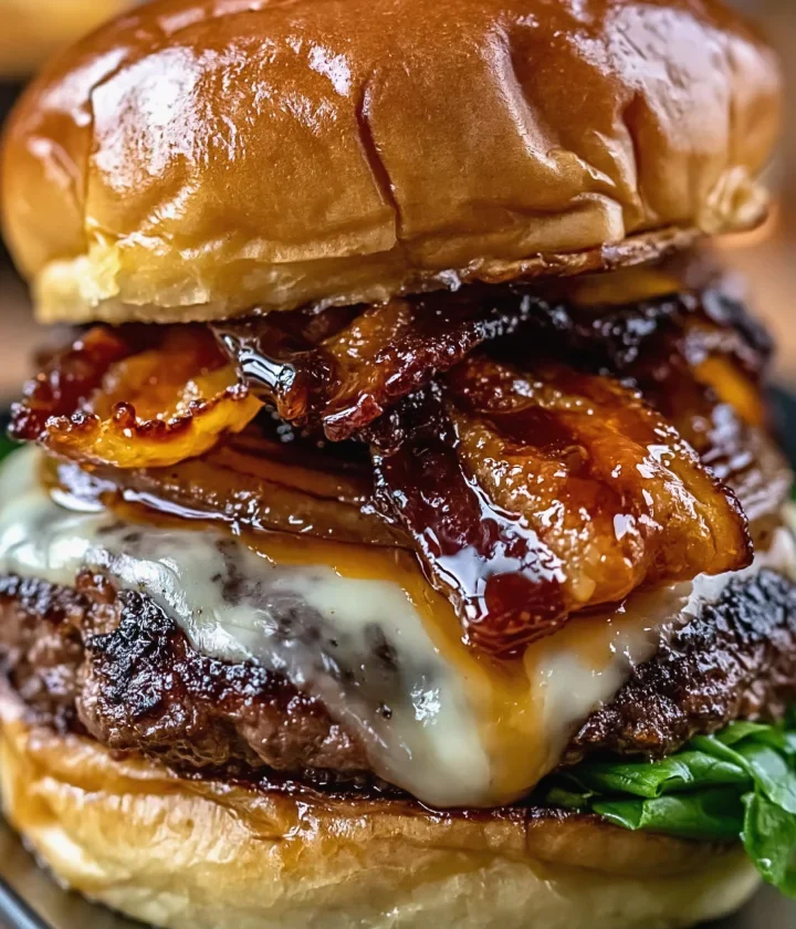 Savory Whiskey Maple Beef Bacon Burger