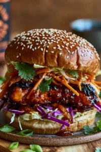 Spicy Korean BBQ Chicken Sandwich with Crispy Slaw Delight