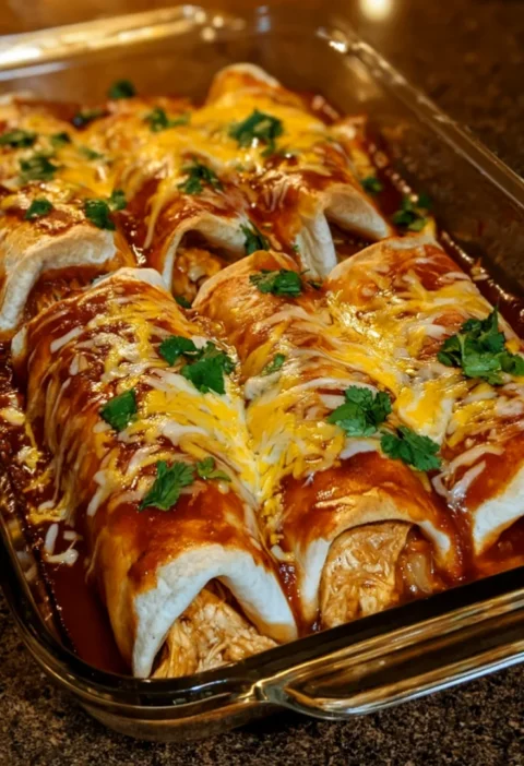 Creamy Chicken Enchilada Burritos