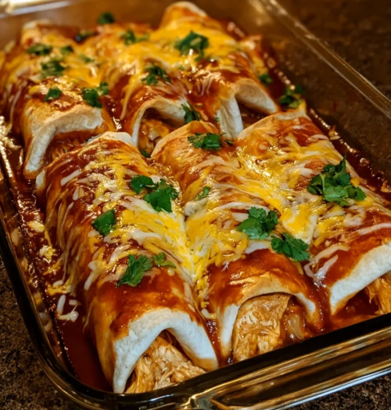 Creamy Chicken Enchilada Burritos