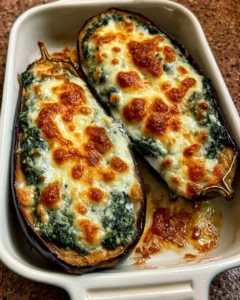 Creamy Spinach Ricotta Stuffed Eggplant