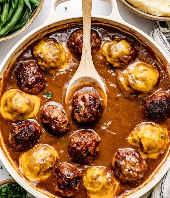 Easy French Onion Meatballs with Gravy