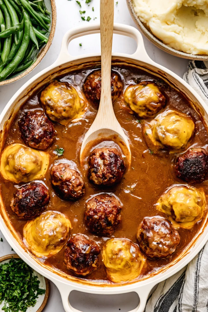 Easy French Onion Meatballs with Gravy