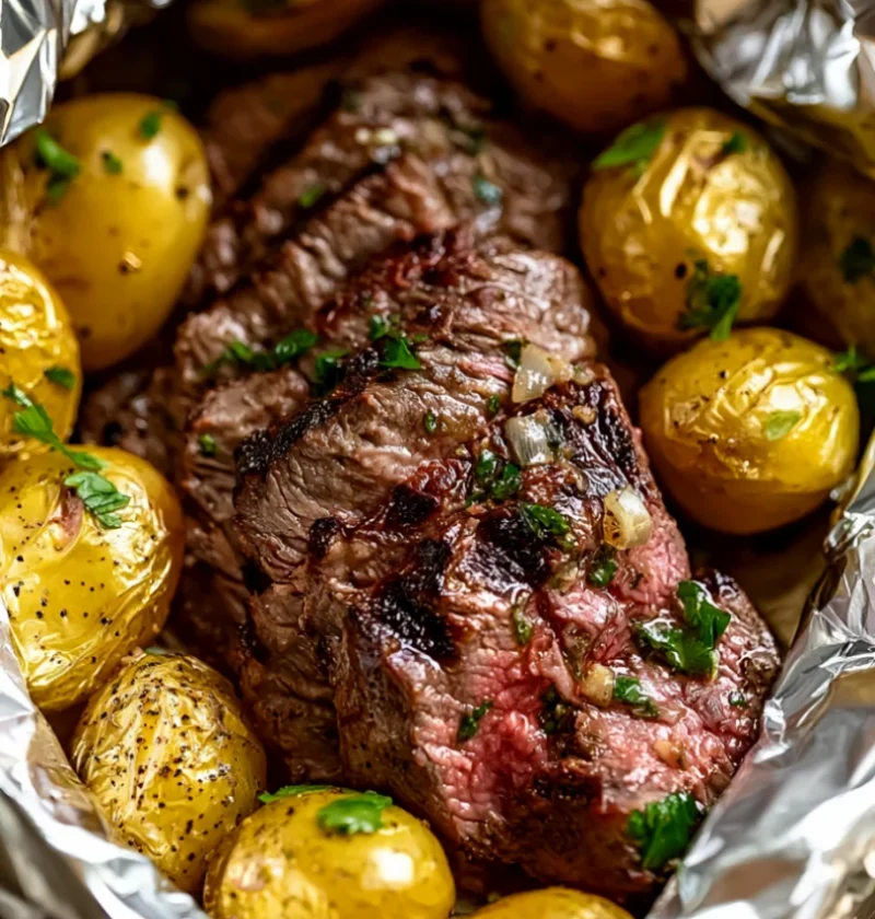 Garlic Butter Steak and Potato Foil Packets