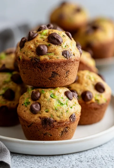 Moist Zucchini Chocolate Chip Muffins