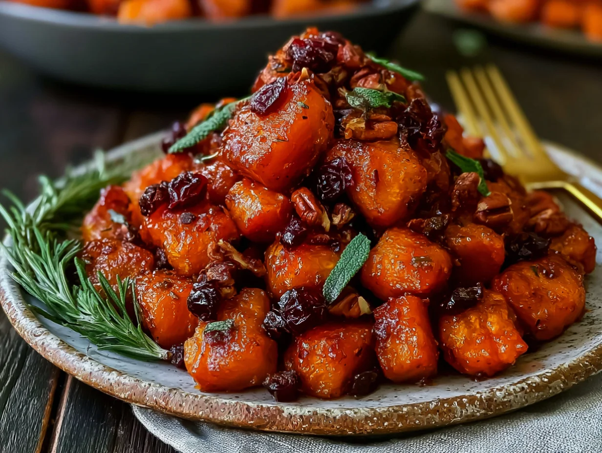Perfect Maple Roasted Butternut Squash with Cranberries
