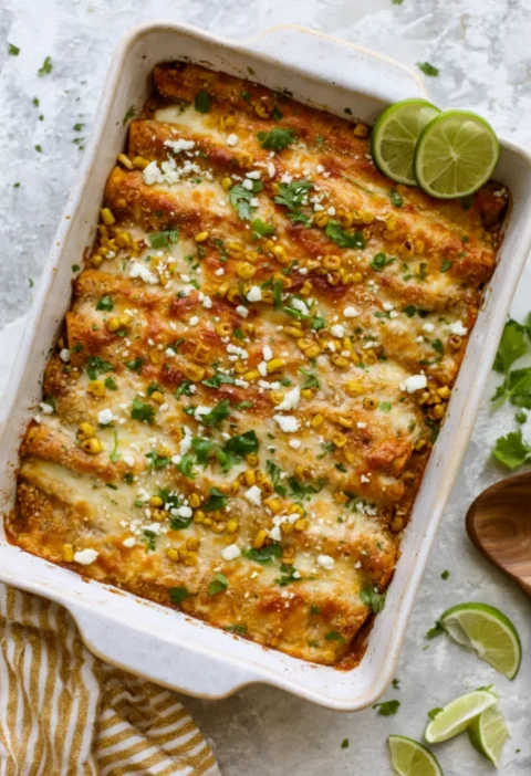 Street Corn Chicken Enchiladas