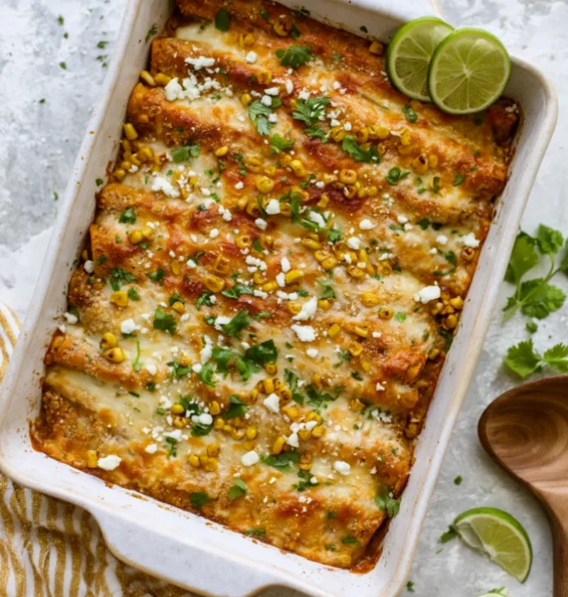 Street Corn Chicken Enchiladas